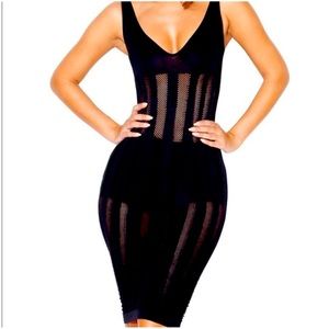 House of CB dress, M/L, sheer dress with black bottoms